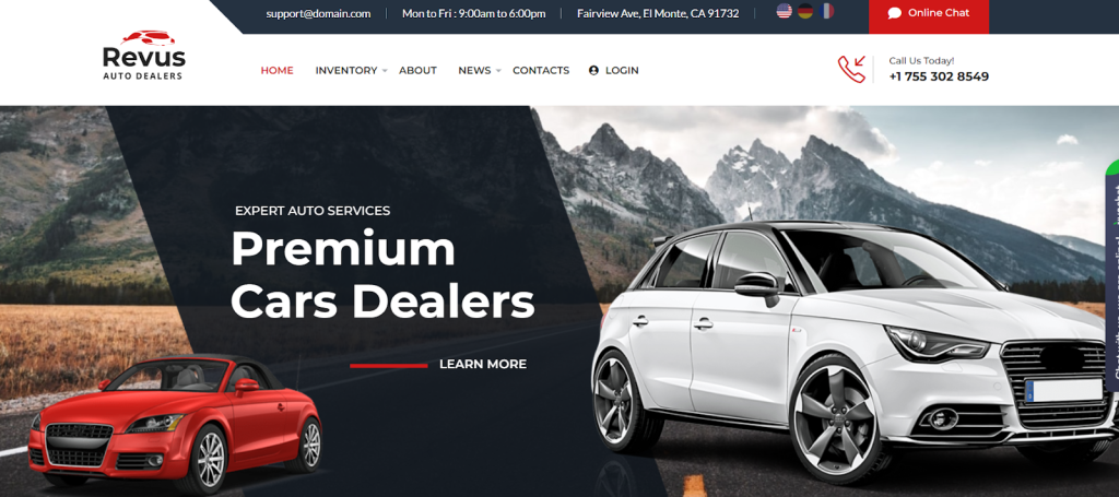 Revus car dealer WordPress Theme