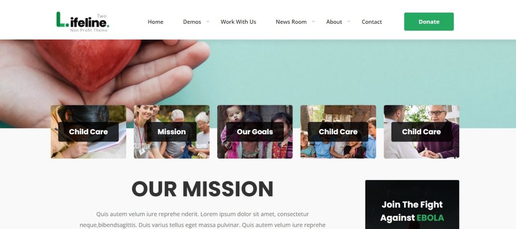 use lifeline 2 as a wordpress theme for nonprofits