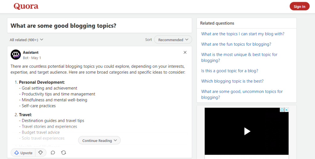 Quora blogging content ideas