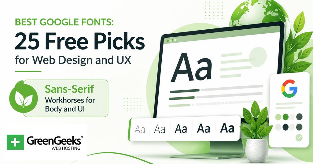 Sans serif Google Fonts for body text and user interfaces