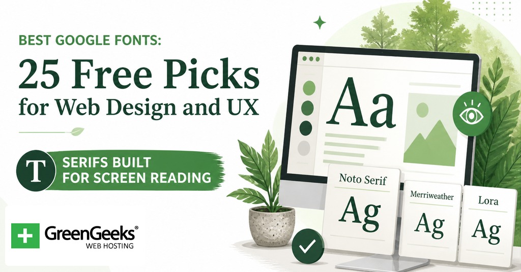 Screen readable serif Google Fonts for long form website content