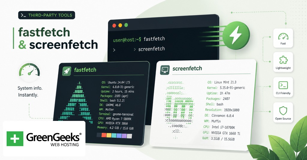 fastfetch and screenfetch tools displaying Ubuntu system info