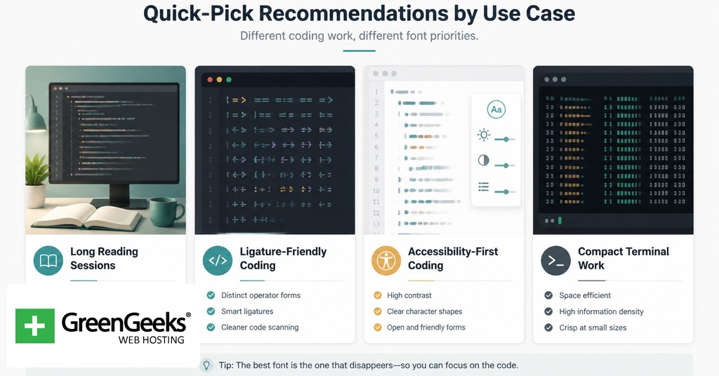 Quick-pick recommendations for coding fonts that reduce eye strain