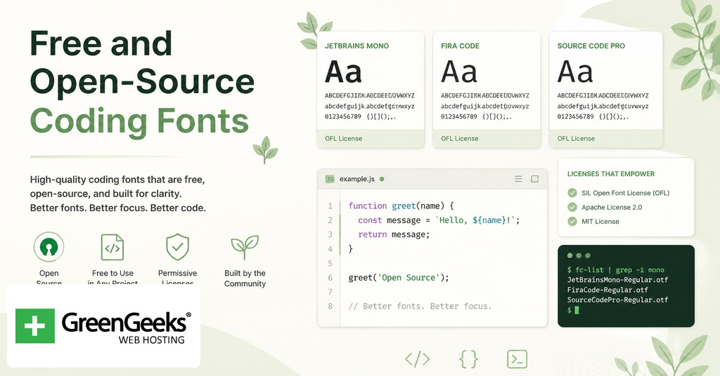 Free and open-source coding fonts for developers