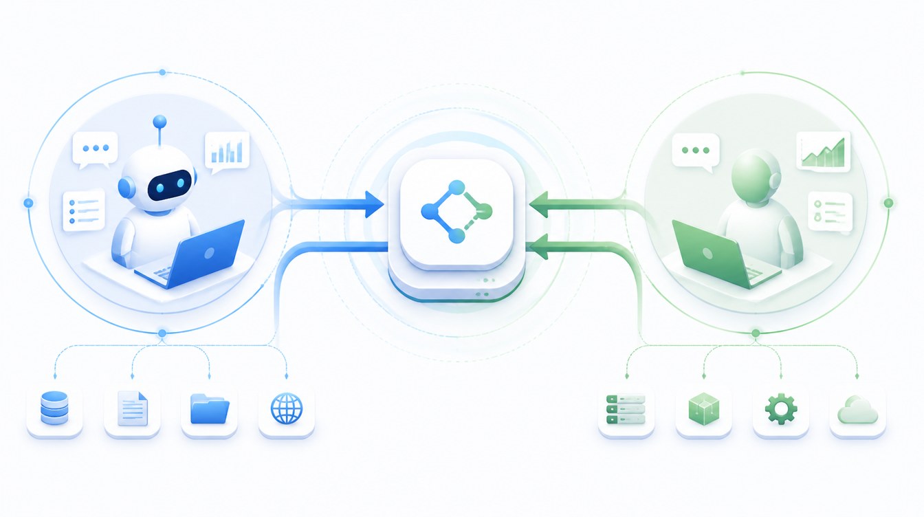 The MCP Adapter and Two-Way Agent Access visual for WordPress 7.0 features and AI connectors.