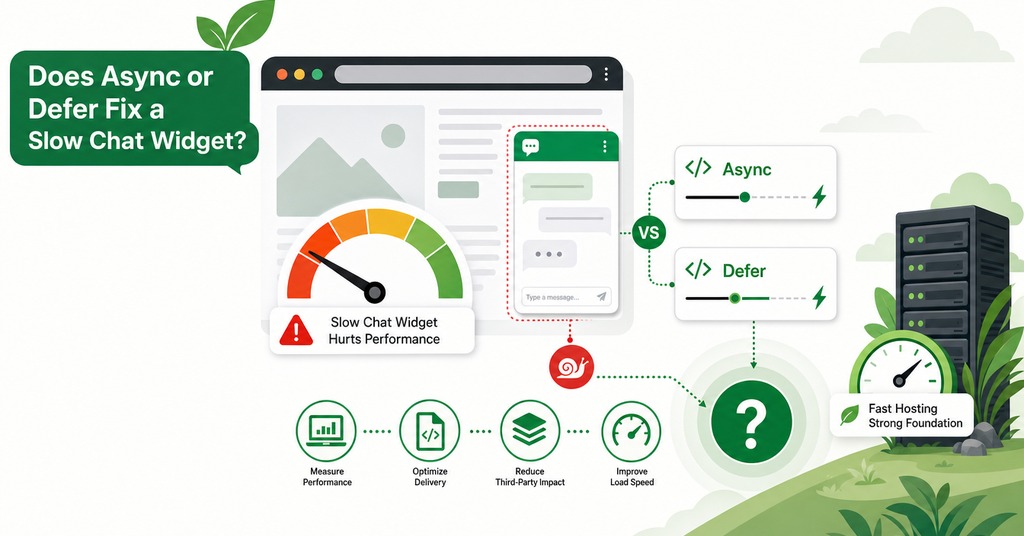 GreenGeeks illustration of does async or defer fix a slow chat widget? for ai chatbot for your website
