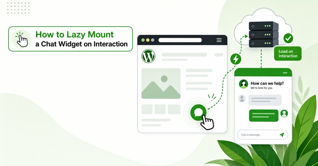GreenGeeks illustration of how to lazy mount a chat widget on interaction for ai chatbot for your website
