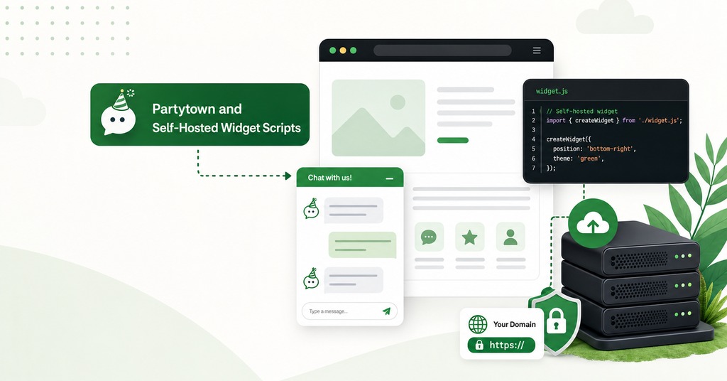 GreenGeeks illustration of partytown and self-hosted widget scripts for ai chatbot for your website