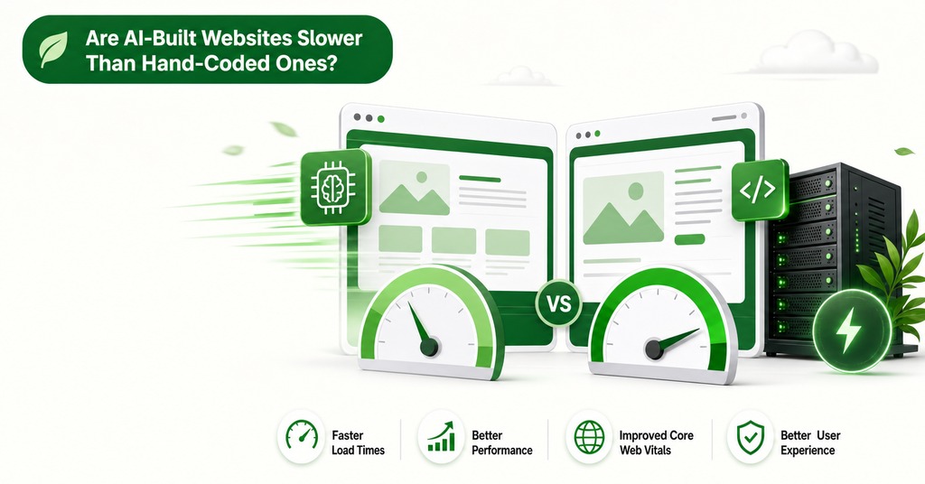 GreenGeeks illustration of are ai-built websites slower than hand-coded ones? for ai website builder vs hand coding