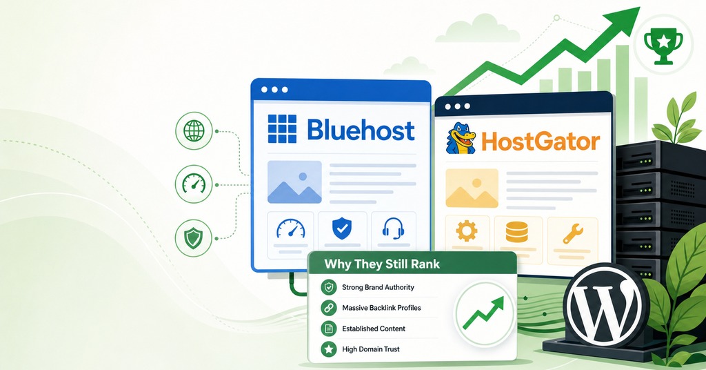 GreenGeeks illustration of bluehost and hostgator, and why they still rank for best cheap web hosting