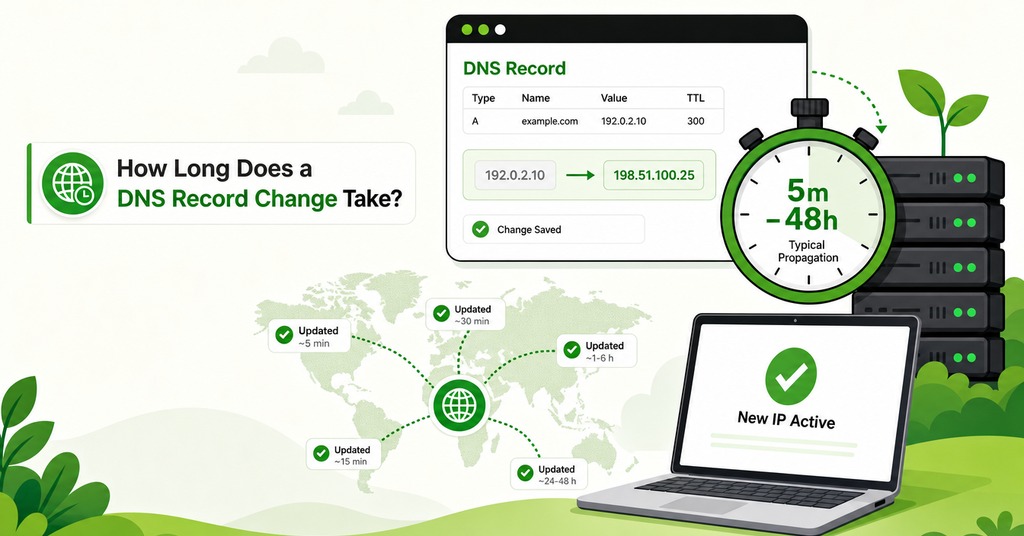 GreenGeeks illustration of how long does a dns record change take? for what is dns & why record changes take time to update