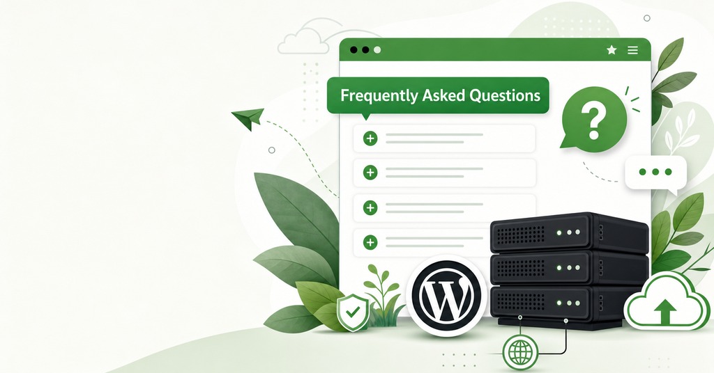 GreenGeeks illustration of frequently asked questions for ecommerce web hosting