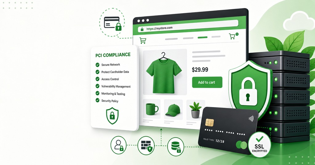 GreenGeeks illustration of pci compliance for a small online store for ecommerce web hosting