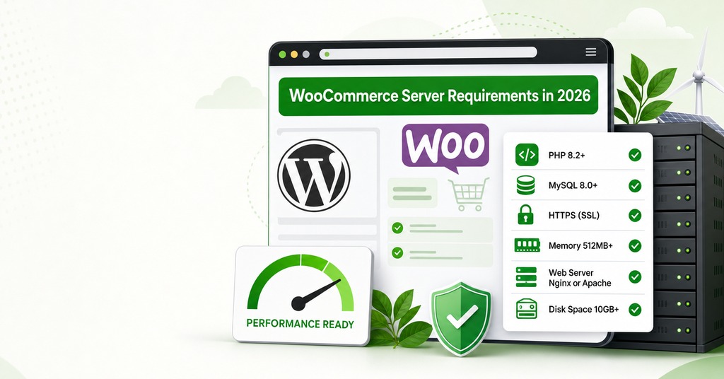 GreenGeeks illustration of woocommerce server requirements in 2026 for ecommerce web hosting