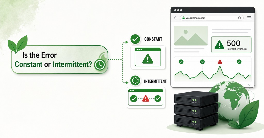GreenGeeks illustration of is the error constant or intermittent? for error establishing a database connection