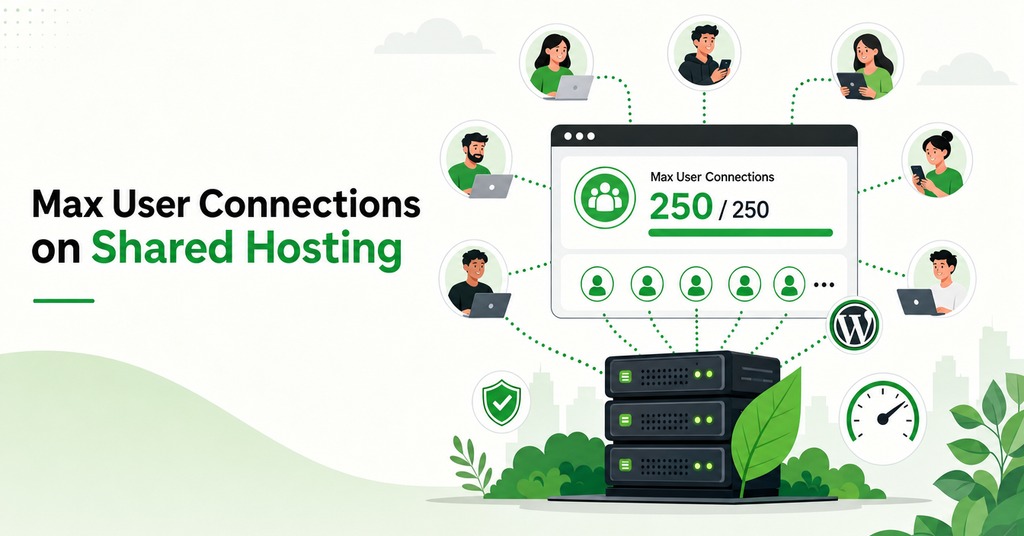GreenGeeks illustration of max user connections on shared hosting for error establishing a database connection