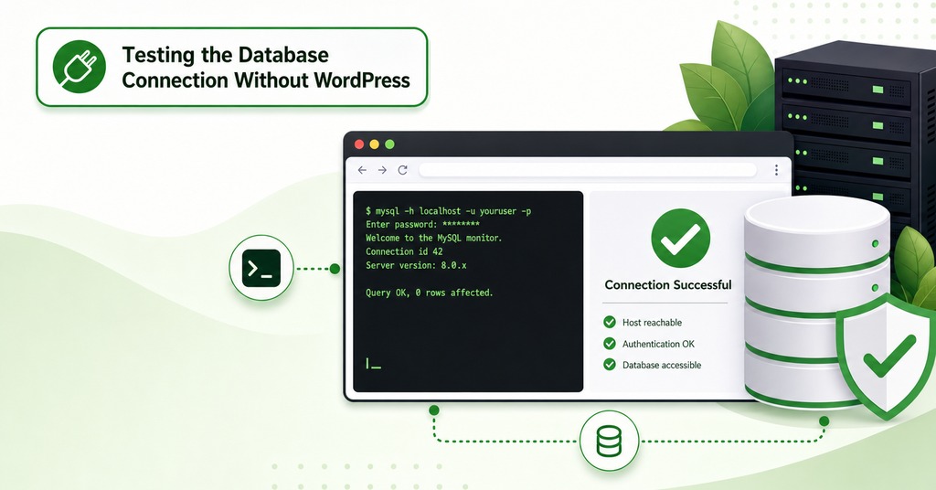 GreenGeeks illustration of testing the database connection without wordpress for error establishing a database connection