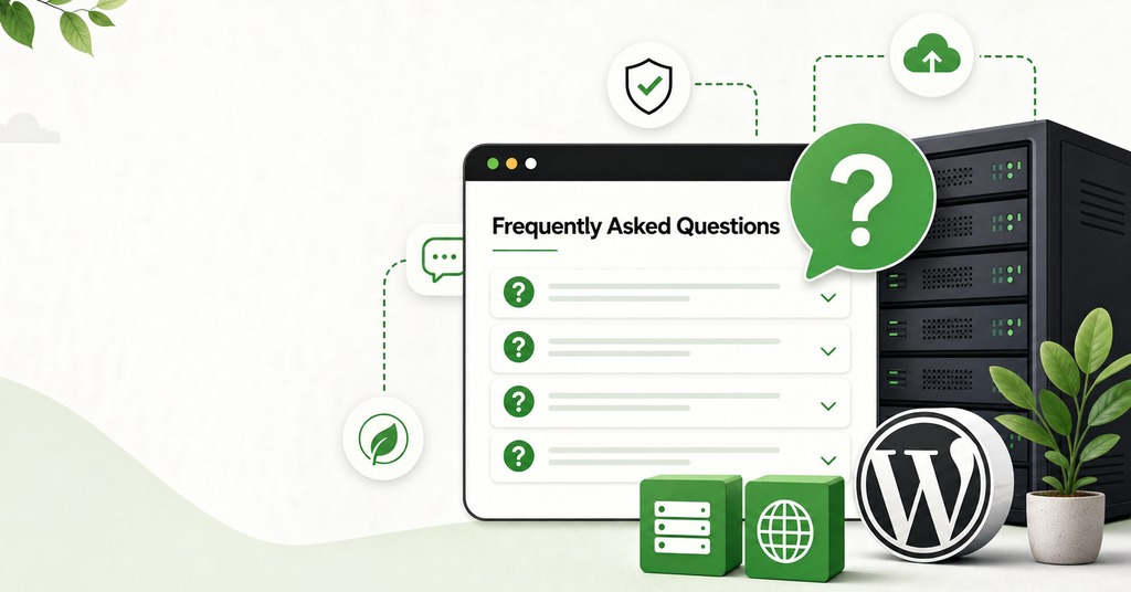 GreenGeeks illustration of frequently asked questions for free website hosting