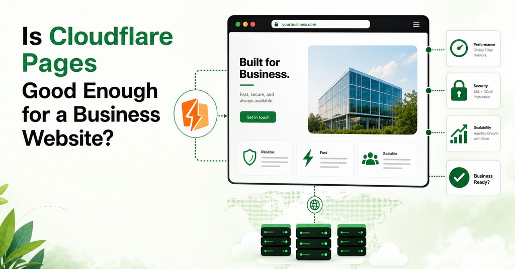GreenGeeks illustration of is cloudflare pages good enough for a business website? for free website hosting