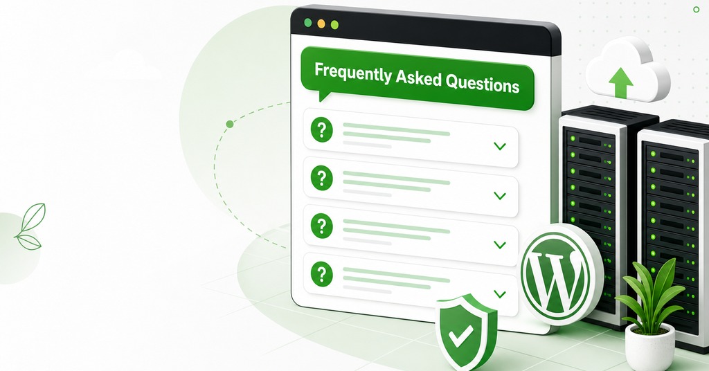GreenGeeks illustration of frequently asked questions for greenwashing in web hosting