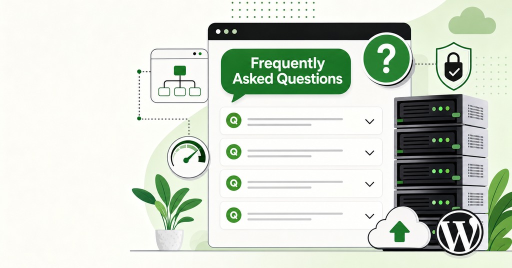 GreenGeeks illustration of frequently asked questions for managed hosting