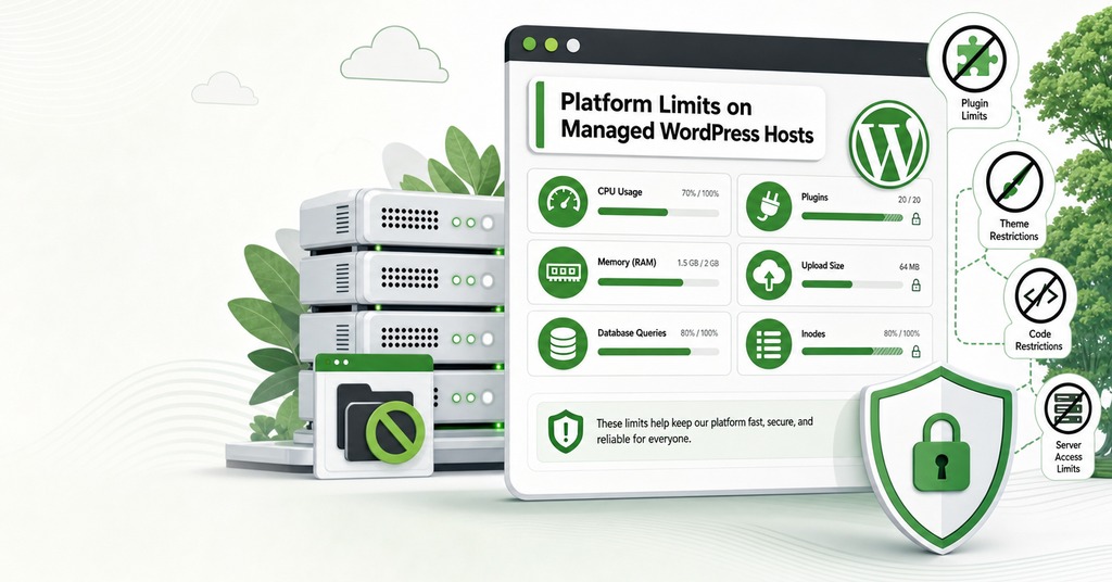 GreenGeeks illustration of platform limits on managed wordpress hosts for managed hosting