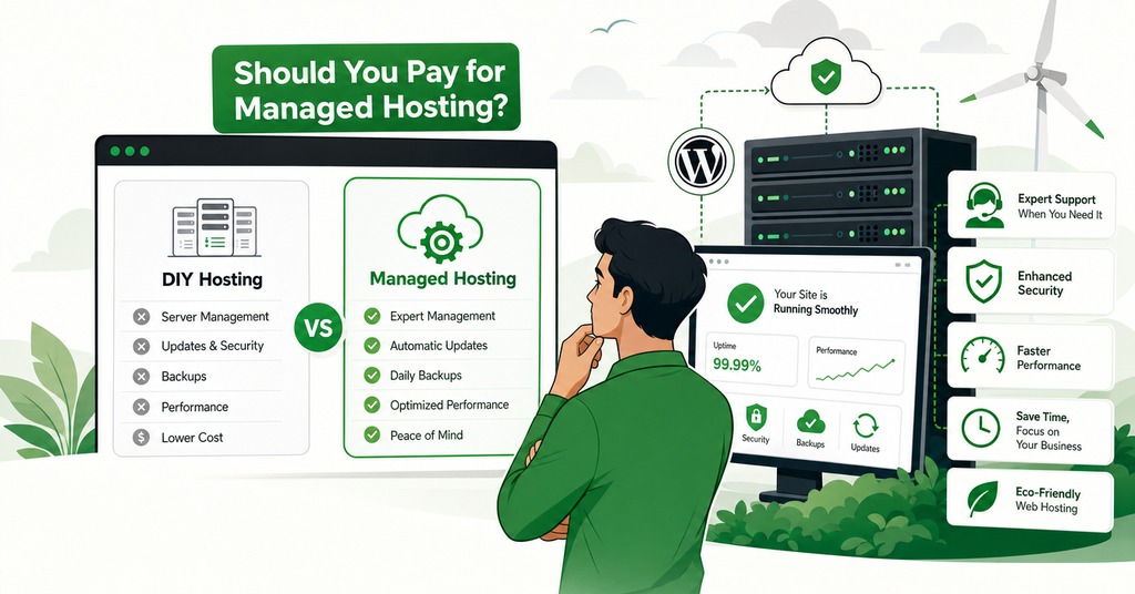GreenGeeks illustration of should you pay for managed hosting? for managed hosting