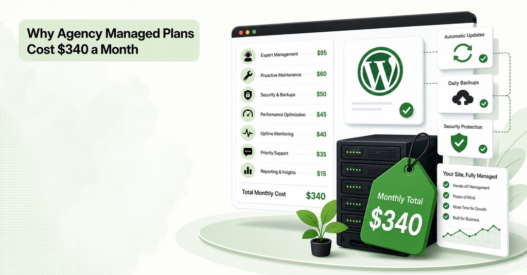 GreenGeeks illustration of why agency managed plans cost $340 a month for managed hosting