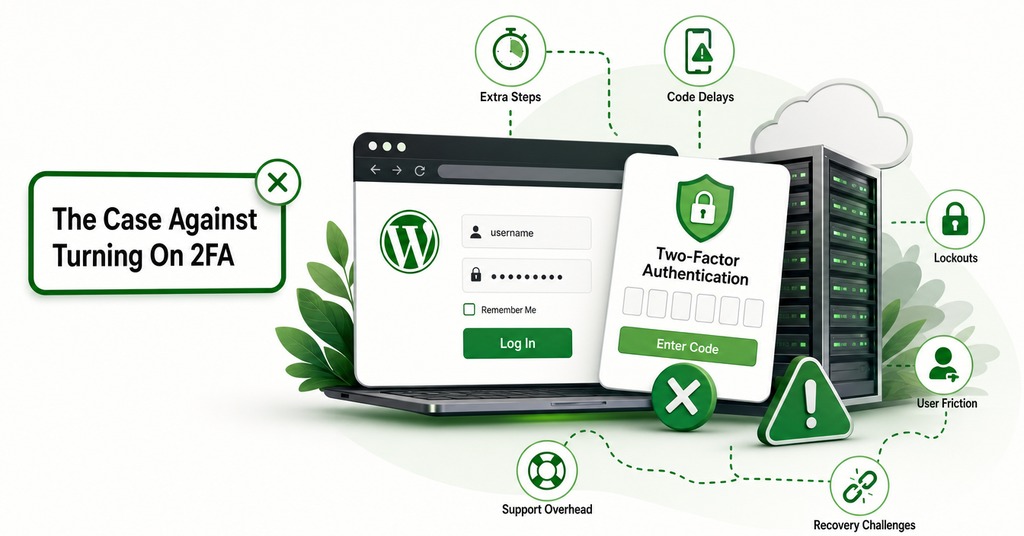 GreenGeeks illustration of the case against turning on 2fa for two factor authentication for hosting & why it matters