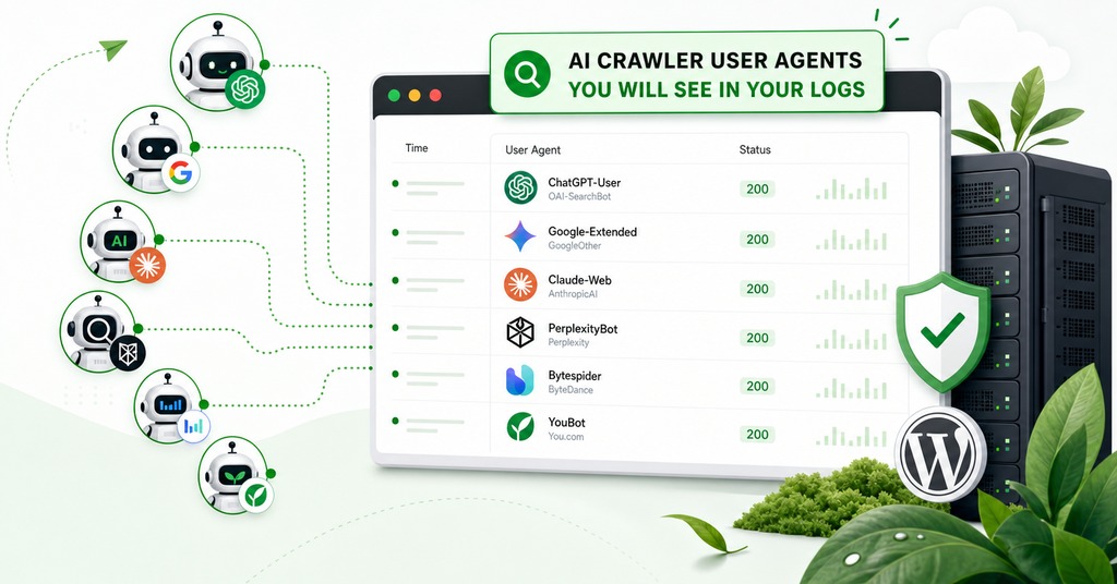 GreenGeeks illustration of ai crawler user agents you will see in your logs for what is an api & how ai tools use it to reach your site