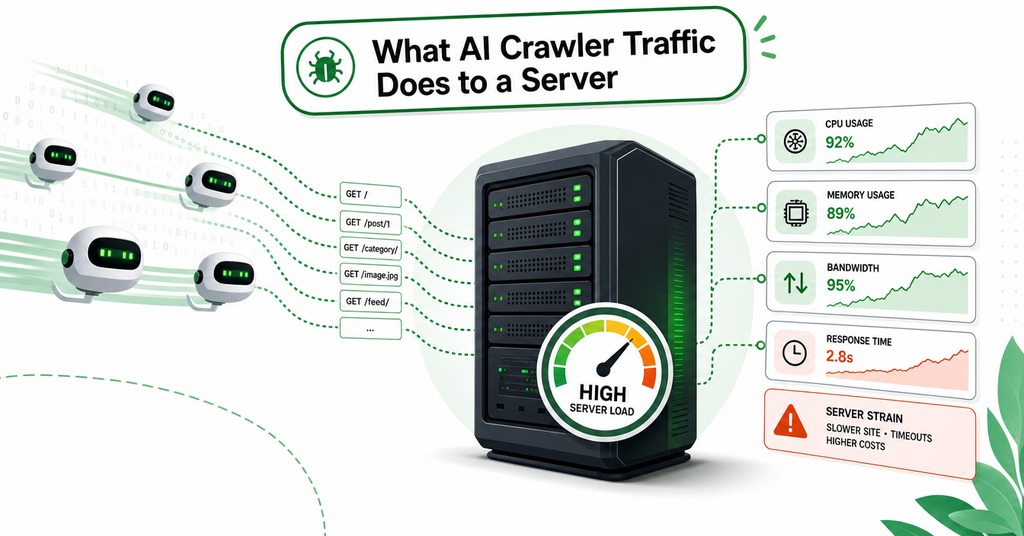 GreenGeeks illustration of what ai crawler traffic does to a server for what is an api & how ai tools use it to reach your site