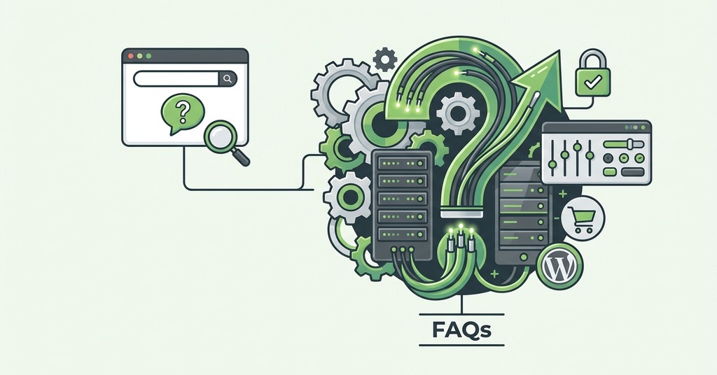 Illustration of frequently asked questions for cheap unlimited web hosting
