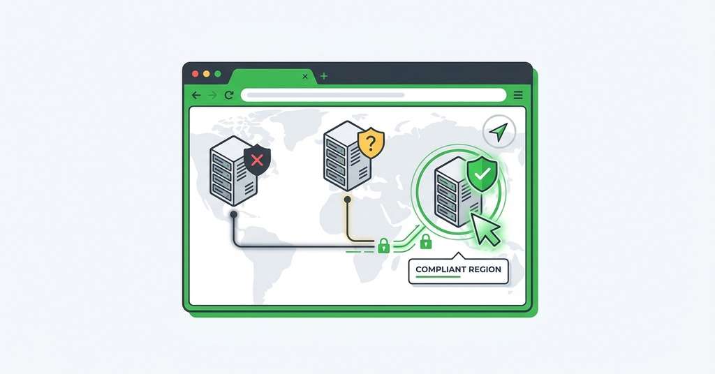 Illustration of how to choose a host location for data residency