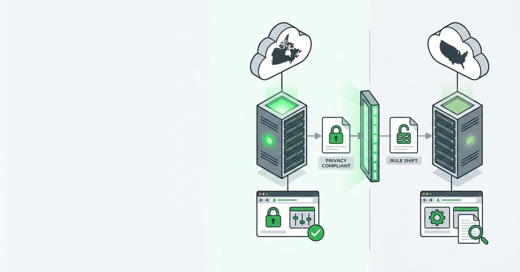 Illustration of what changes if the server is in canada or the us? for data residency