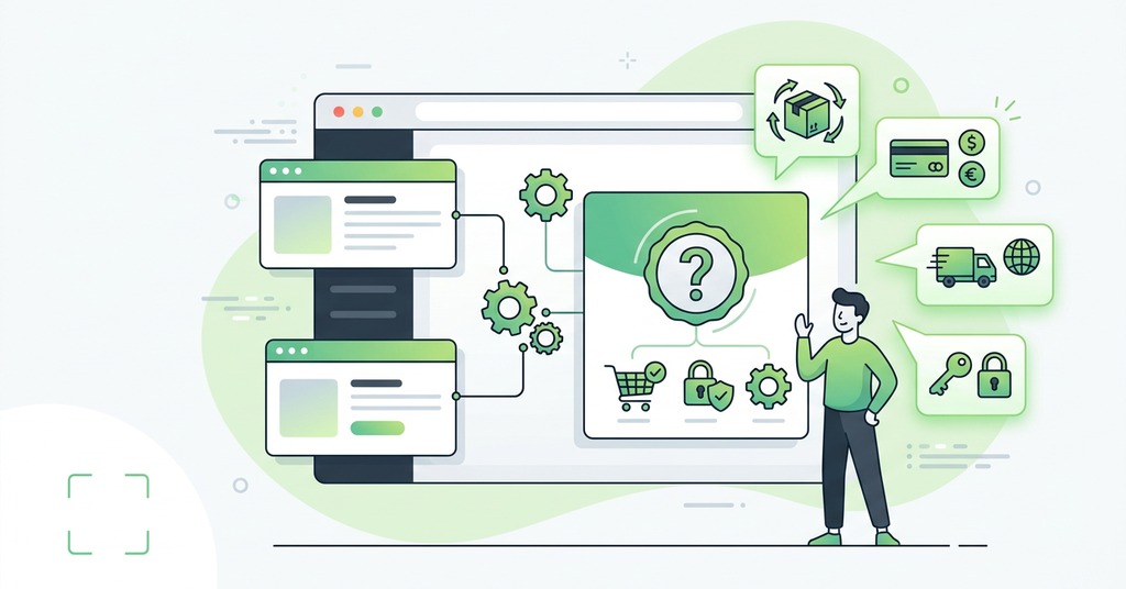 Illustration of frequently asked questions for how to set up an online store for the first time