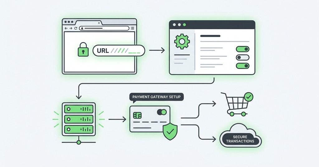 Illustration of set up payments before anything else for how to set up an online store for the first time