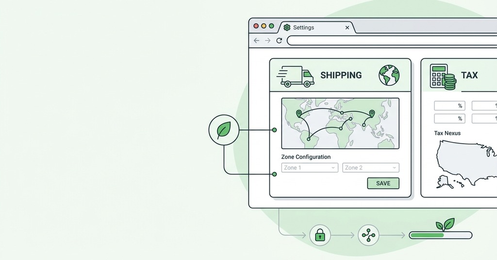 Illustration of shipping and tax settings for how to set up an online store for the first time