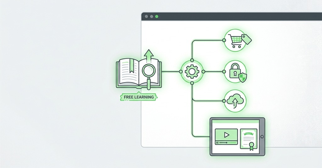Illustration of what you can learn for free for how to start an online store when you have nothing yet