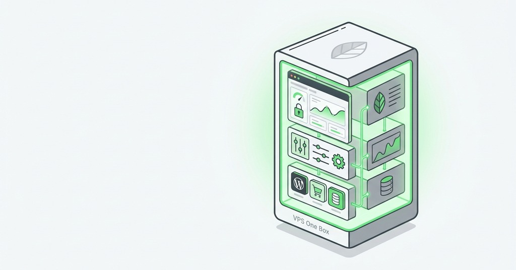 Illustration of the self-hoster’s stack on one box for vps hosting for the side projects and apps you want to run