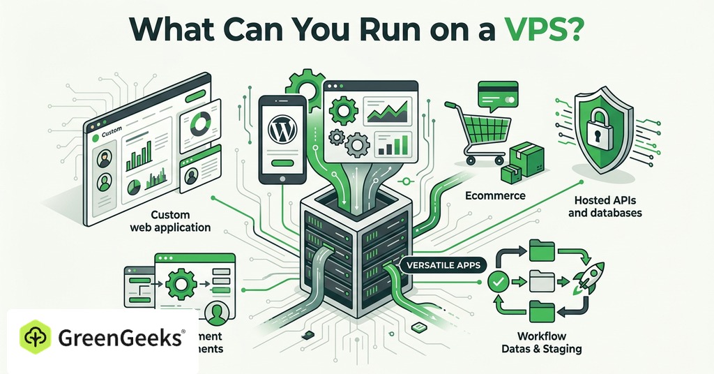 GreenGeeks illustration of what can you run on a vps? for vps hosting for the side projects and apps you want to run