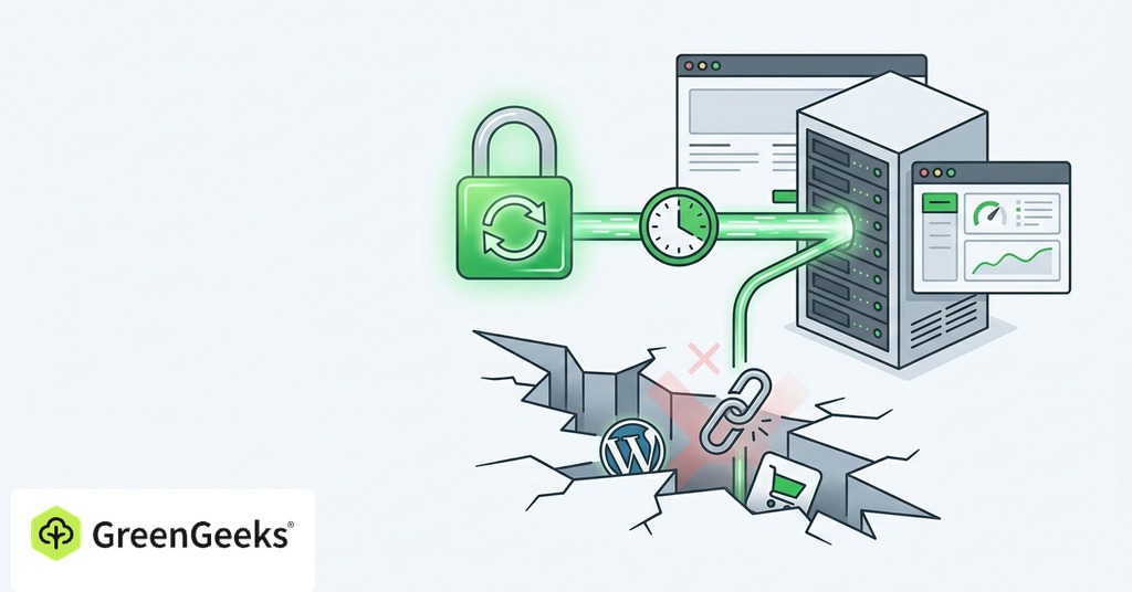 GreenGeeks illustration of domain renewal fees and the lapse risk for website maintenance cost