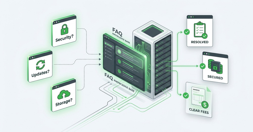Illustration of frequently asked questions for website maintenance cost