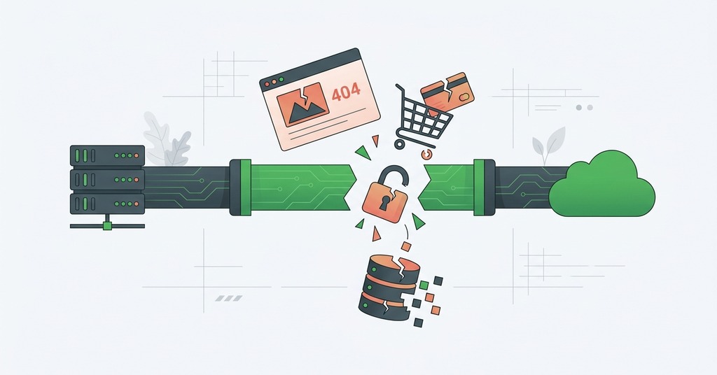 Illustration of what usually breaks for website migration service