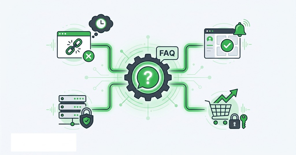 Illustration of frequently asked questions for website uptime monitoring