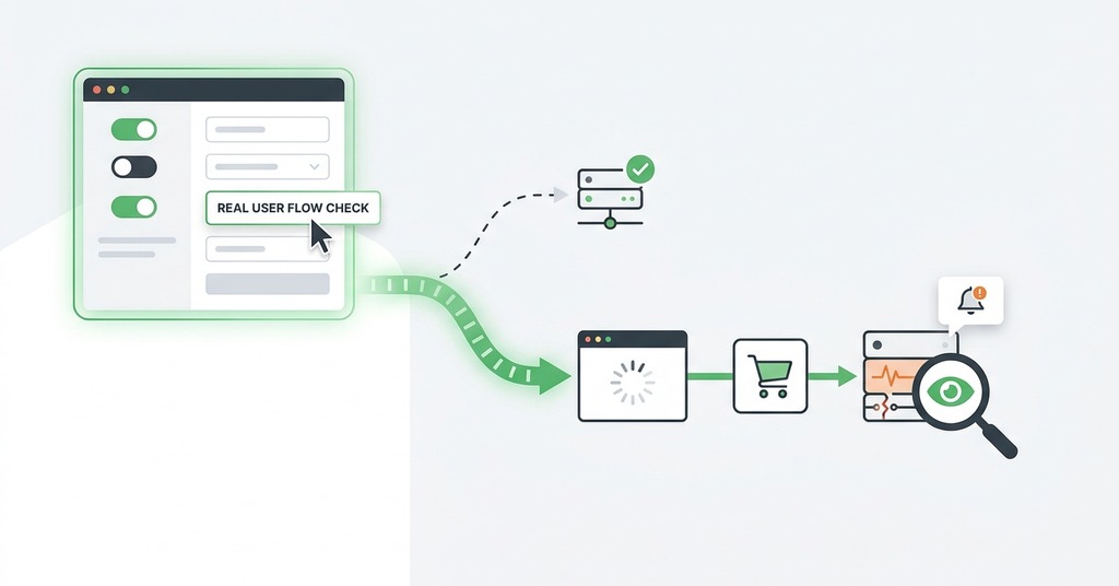 Illustration of how to set up monitoring that catches real downtime for website uptime monitoring