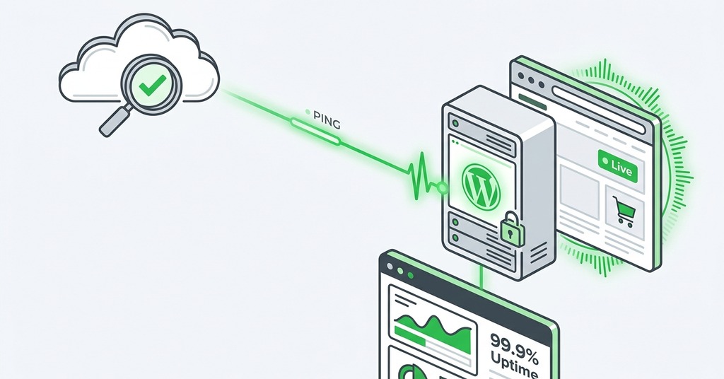 Illustration of how uptime monitoring works for website uptime monitoring