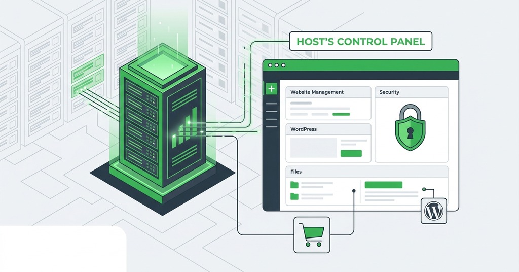 Illustration of your web host’s role inside a data center for what is a data center & how it connects to your website