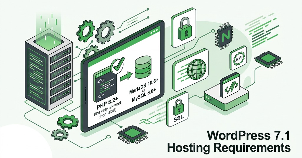 Illustration of wordpress 7.1 hosting requirements for wordpress 7.1 released