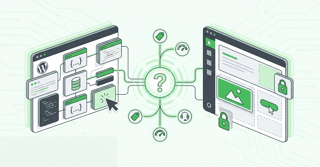 Illustration of frequently asked questions for wordpress vs a website builder
