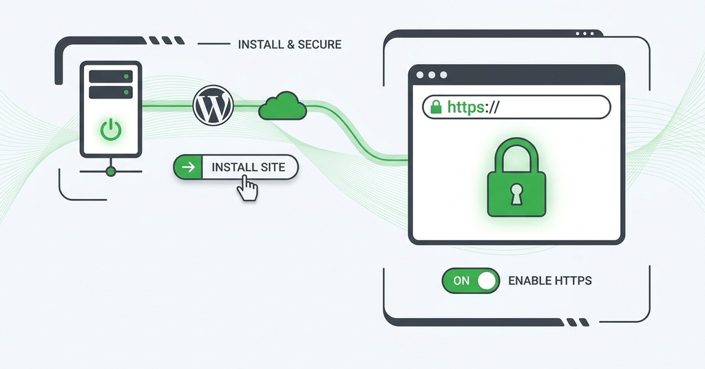 Illustration of install the site and enable https for i bought a domain, now what
